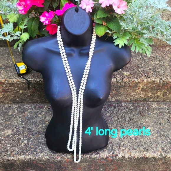 Knotted Authentic Fresh Water pearl pearls necklace Jewelry hangs 4 foot long s… - Picture 1 of 11